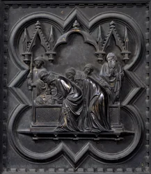 El entierro de San Juan Bautista, vigésimo panel de las puertas sur del Baptisterio de San Giovanni